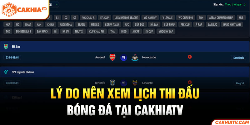 Lý do nên xem lịch thi đấu bóng đá tại CakhiaTV